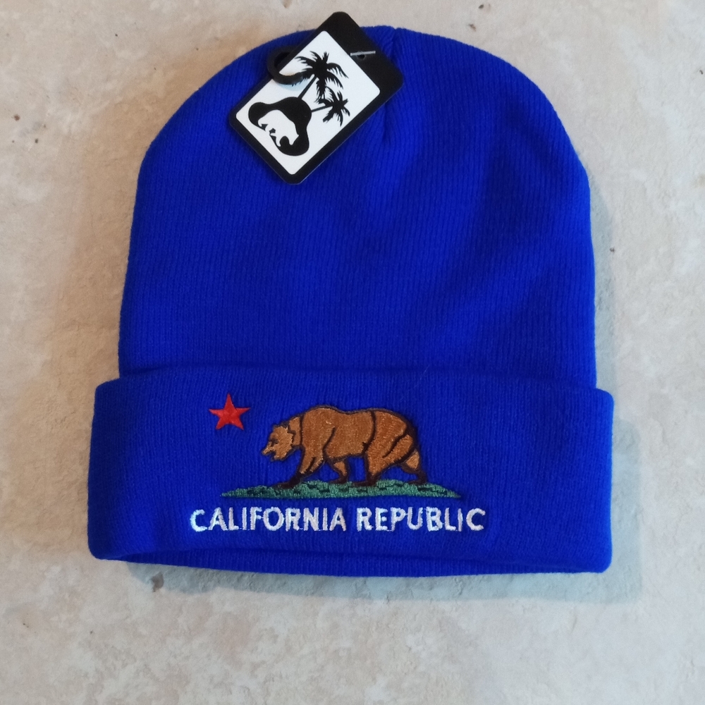 Men's California Republic beanie, one size fits all, Blue, new